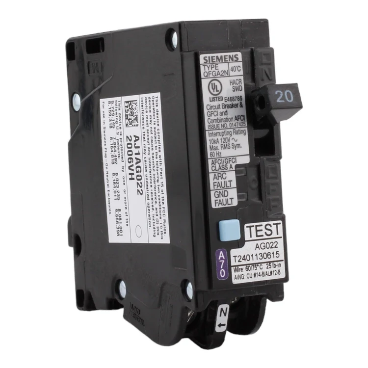Siemens Q120DFN 20 Amp 1-Pole AFCI/GFCI Circuit Breaker, 120V