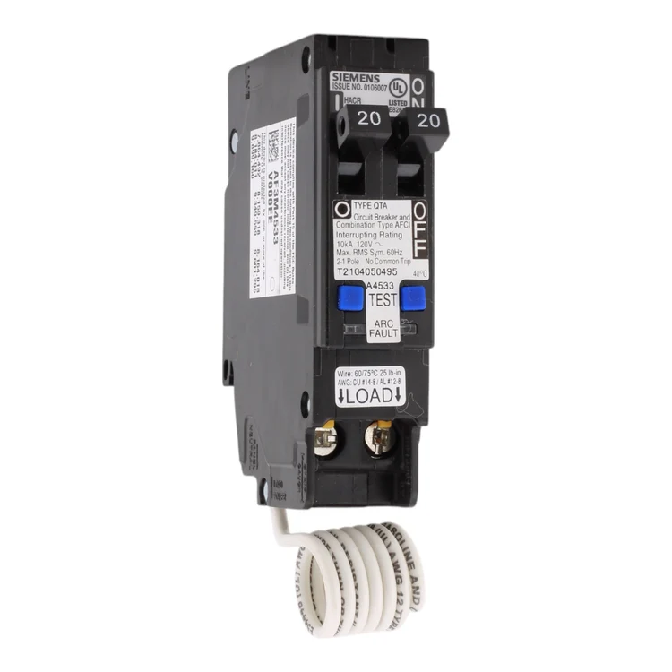 Siemens Q2020AFC 20A/20A, 120V Tandem Combination AFCI Circuit Breaker
