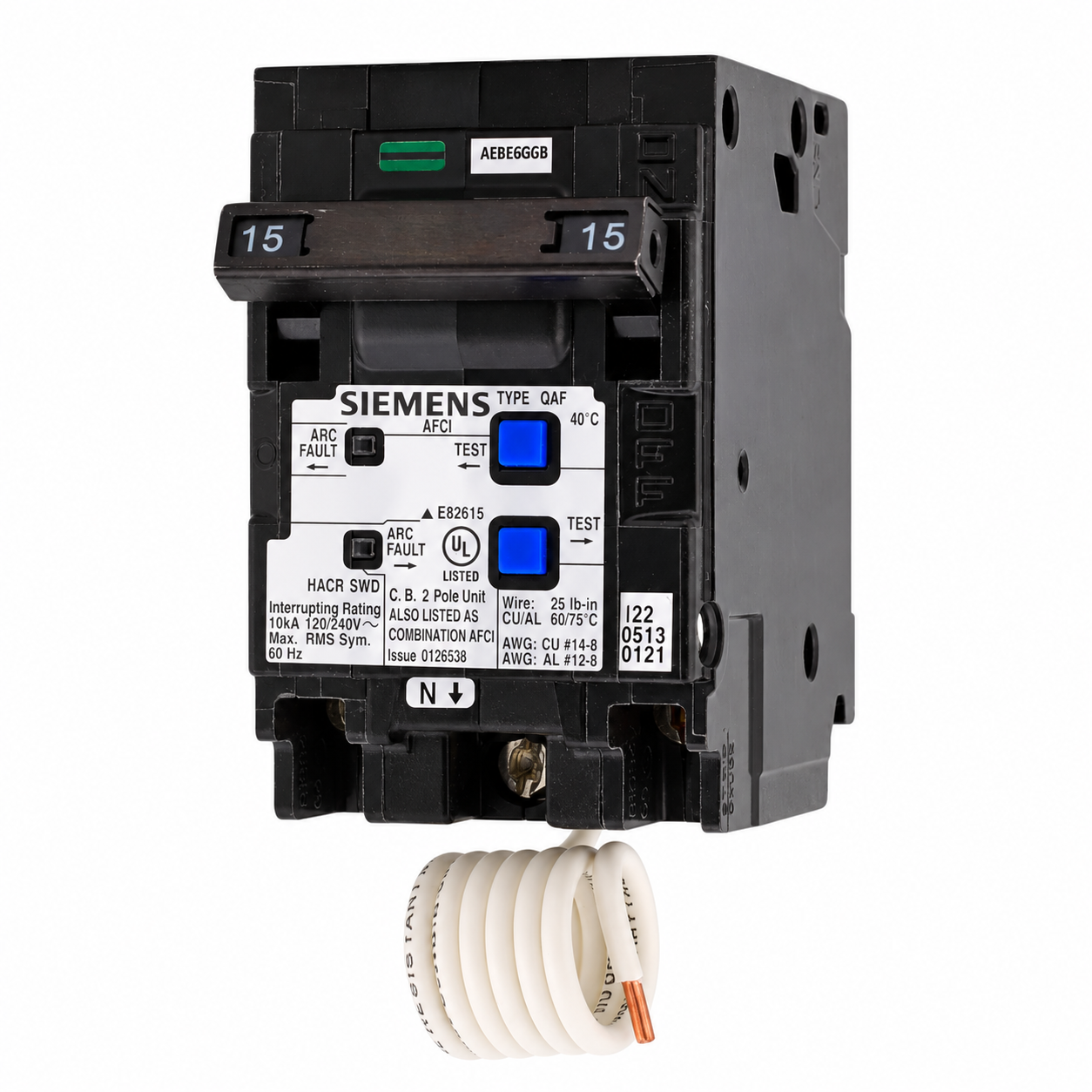 Siemens Q215AFC 15 Amp, 120/240V, Double Pole Combination AFCI Circuit Breaker