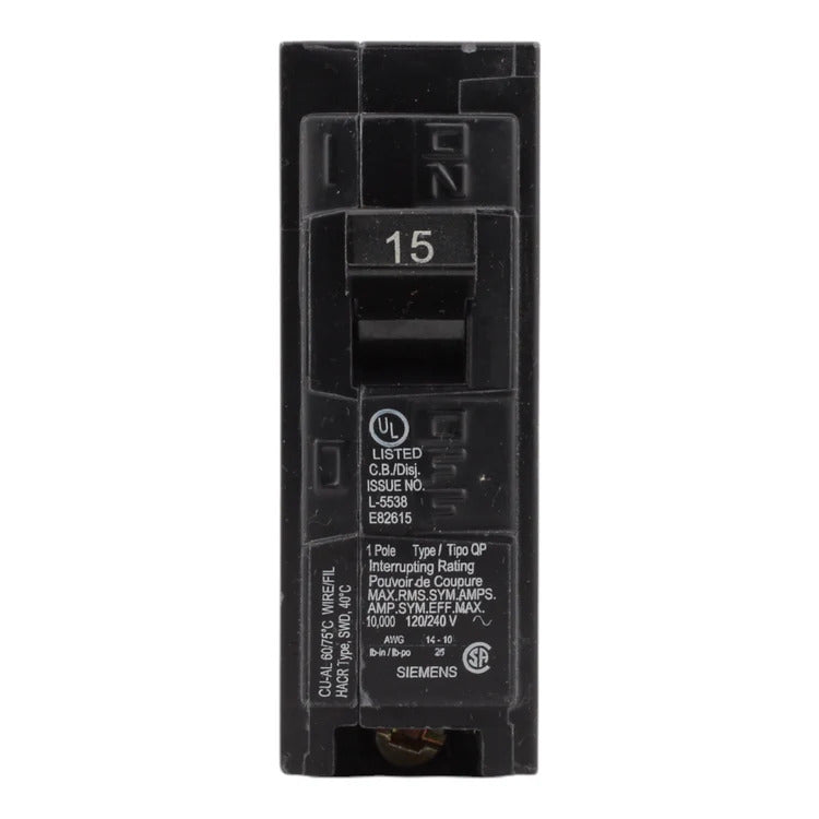 Siemens Q115 15 Amp, 120 Volt Single Pole QP Thermal Magnetic Circuit Breaker