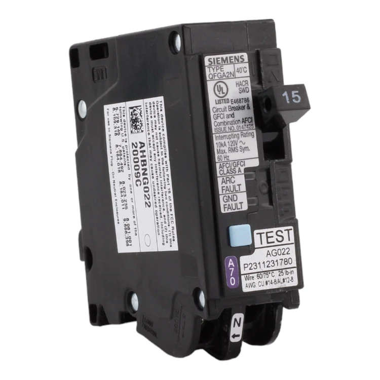 Siemens Q115DFN 15 Amp 1-Pole Dual Function AFCI/GFCI Circuit Breaker, 120V