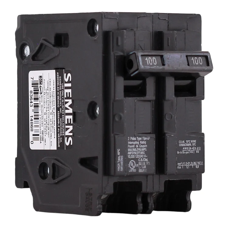 Siemens Q2100 100 Amp, 120/240V Double Pole Circuit Breaker