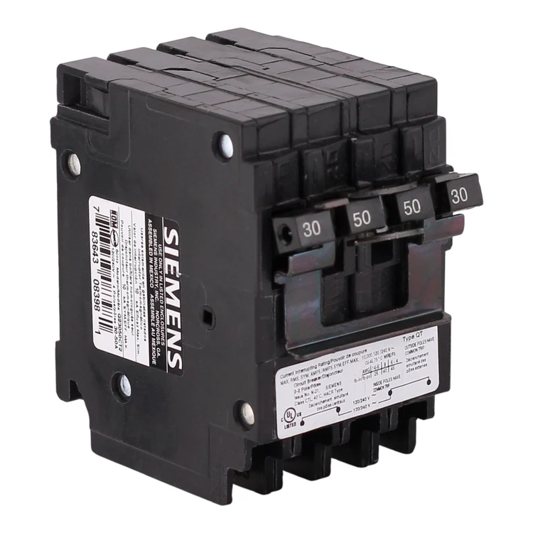 Siemens Q23050CT2 30A/50A Quadplex Circuit Breaker, 120/240V