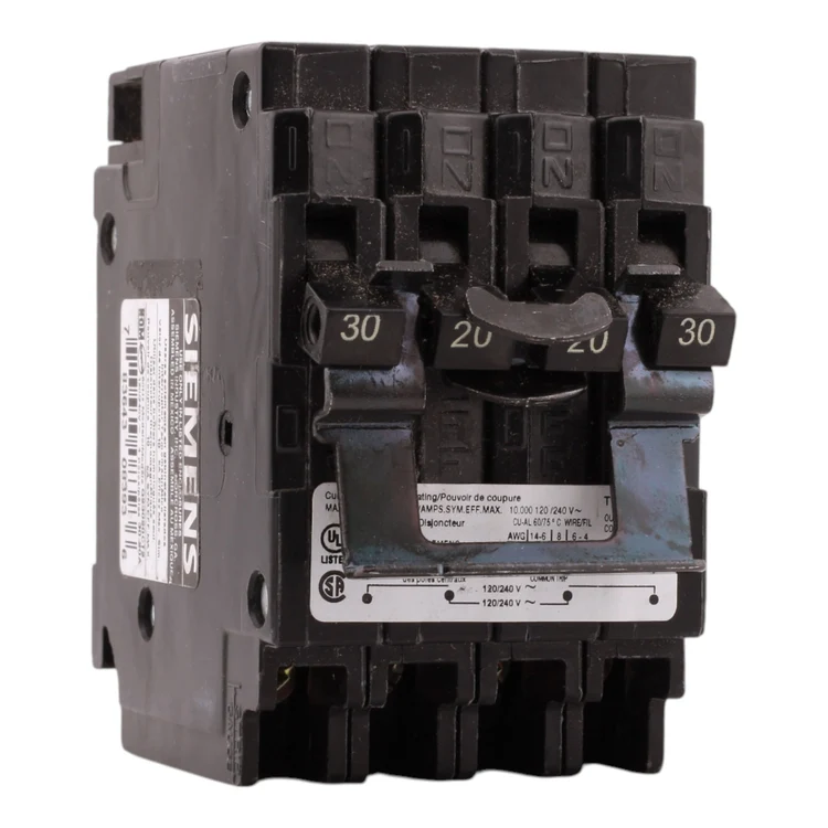 Siemens Q23020CT2 Duplex Circuit Breaker, 30A/20A, 120/240V, 2-Pole