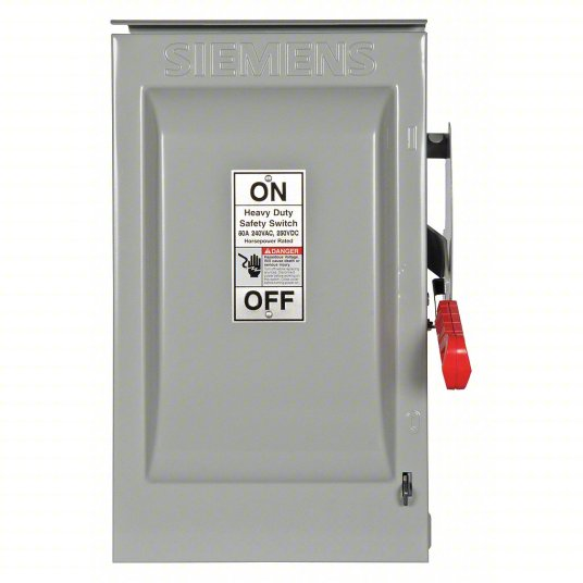Siemens HF222NR 60 Amp 2-Pole Fused Safety Switch, 240V AC, 250V DC