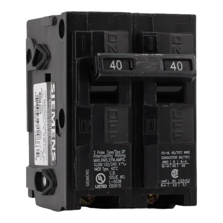 Siemens Q240 40 Amp, 120/240V Double Pole Thermal Magnetic Circuit Breaker
