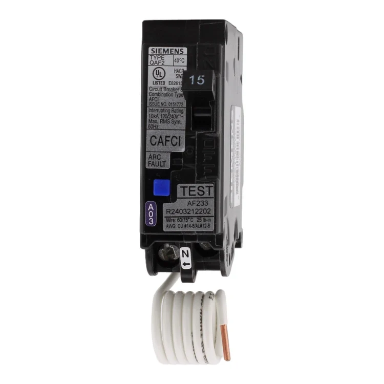 Siemens QA115AFC 15 Amp 1-Pole 120V Pigtail Neutral Circuit Breaker
