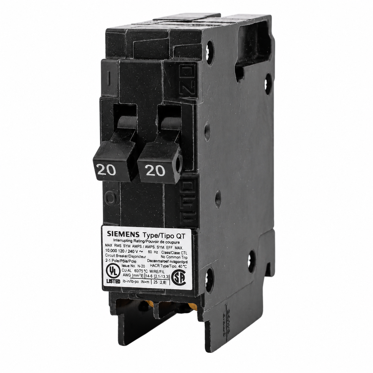 Siemens Q2020 20 Amp, 120V, Single Pole, Tandem Circuit Breaker