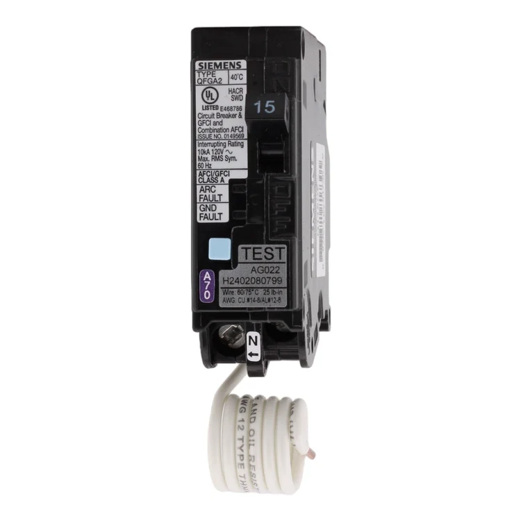 Siemens Q115DF 15 Amp 1-Pole Dual Function AFCI/GFCI Circuit Breaker, 120V