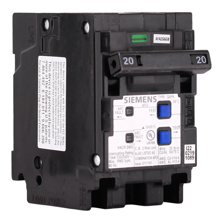 Siemens Q220AFCN 20 Amp 2-Pole AFCI Circuit Breaker, 120/240V