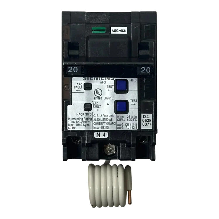 Siemens Q220AFC 20 Amp 2-Pole, 120/240V Combination AFCI Circuit Breaker
