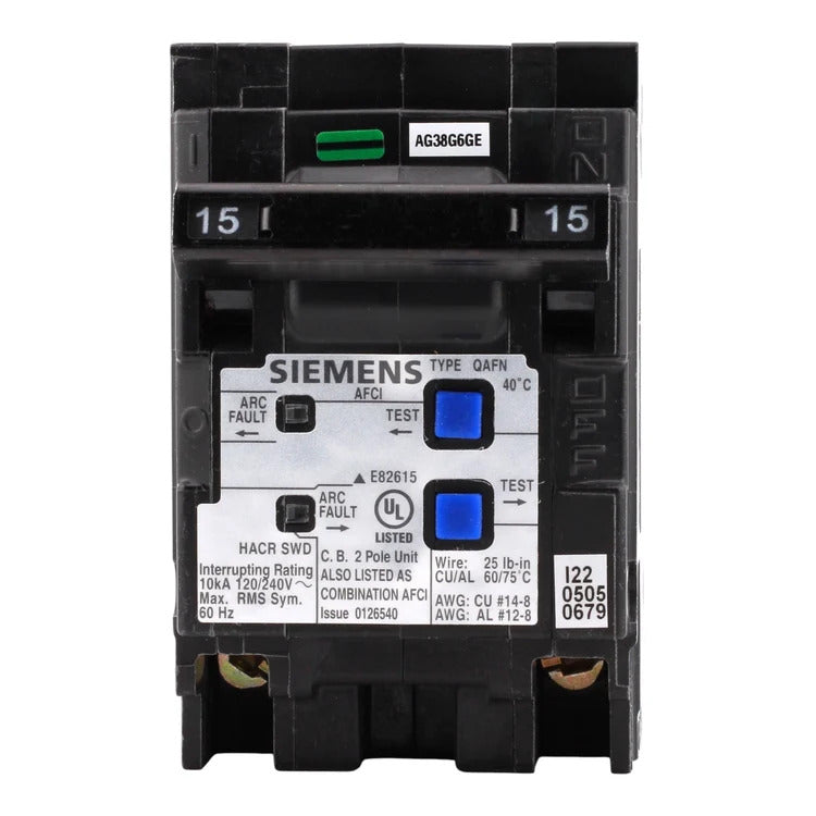 Siemens Q215AFCN 15 Amp, 2-Pole 120/240 Volt AFCI Circuit Breaker