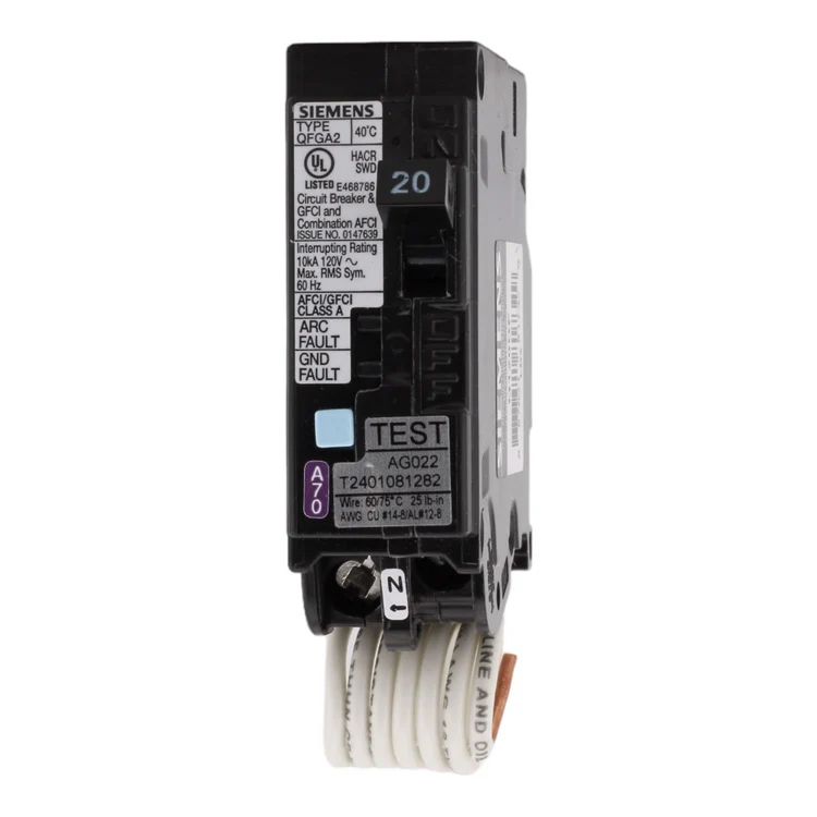 Siemens Q120DF 20 Amp 1-Pole Dual Function AFCI/GFCI Circuit Breaker, 120V
