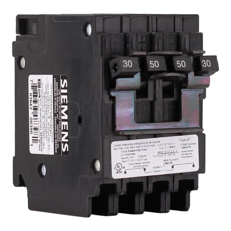 Siemens Q23050CT2 30A/50A Quadplex Circuit Breaker, 120/240V