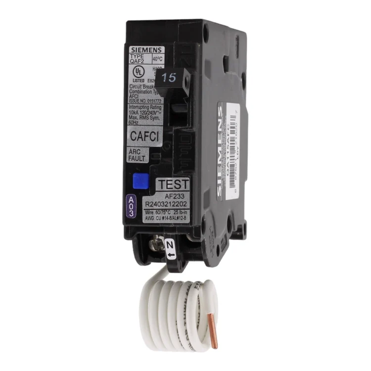 Siemens QA115AFC 15 Amp 1-Pole 120V Pigtail Neutral Circuit Breaker