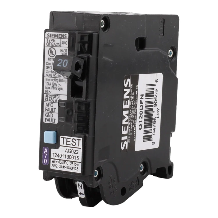 Siemens Q120DFN 20 Amp 1-Pole AFCI/GFCI Circuit Breaker, 120V