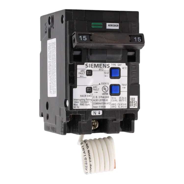 Siemens Q215AFC 15 Amp, 120/240V, Double Pole Combination AFCI Circuit Breaker