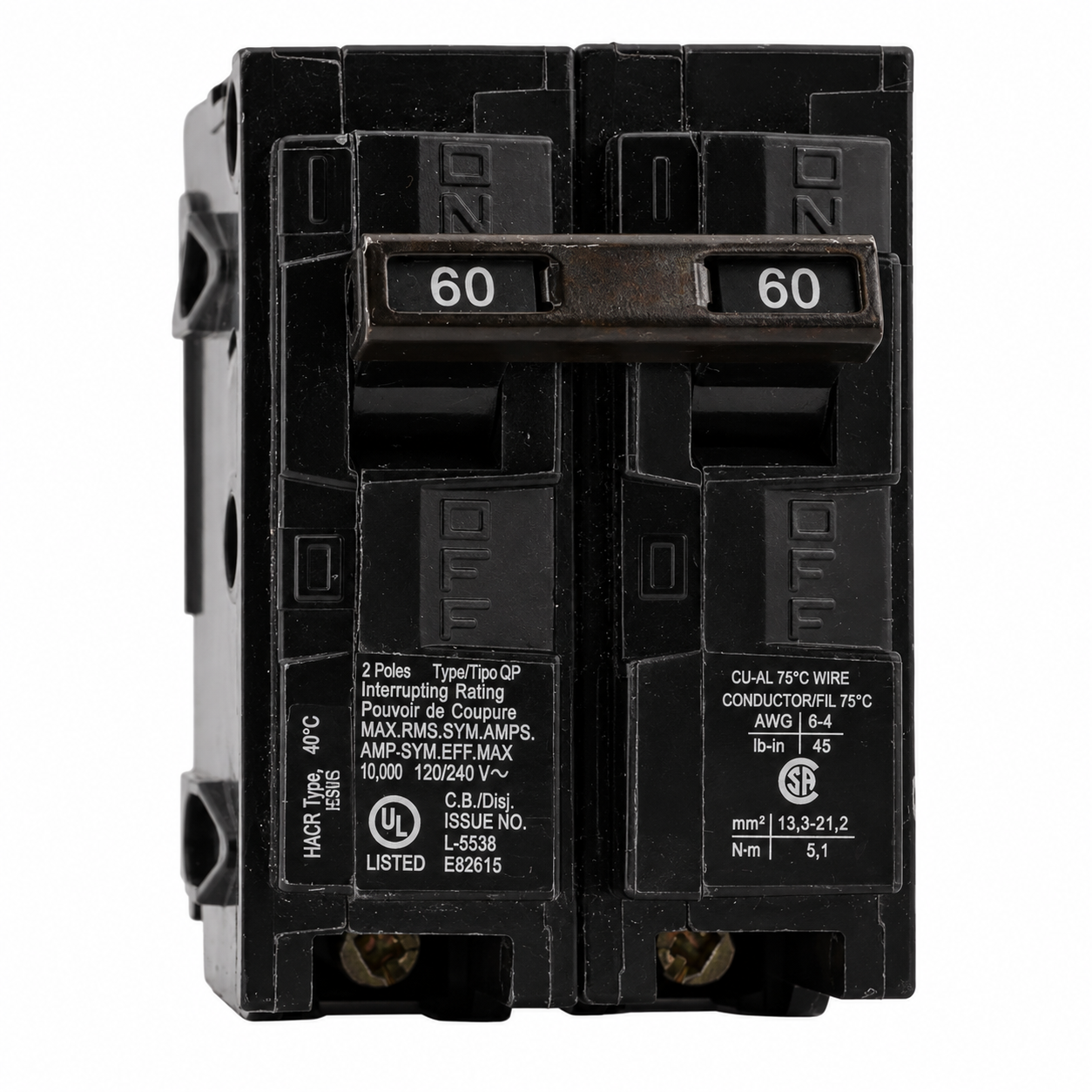 Siemens Q260 60 Amp, 120/240 Volt 2-Pole Thermal Magnetic Circuit Breaker