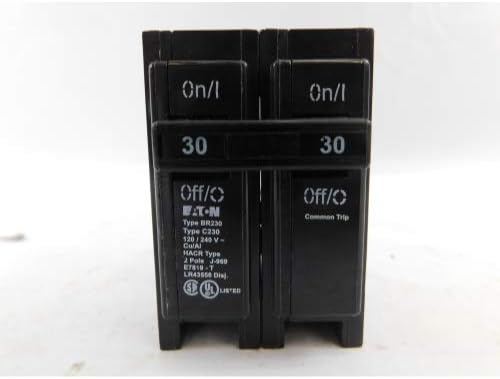 Eaton BR230 2 Pole 30 Amp Breaker, Type BR Plug-In Circuit Breaker, 120/240V AC, 10 kAIC Residential Use - Reliable Circuit Protection