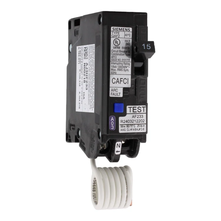 Siemens QA115AFC 15 Amp 1-Pole 120V Pigtail Neutral Circuit Breaker
