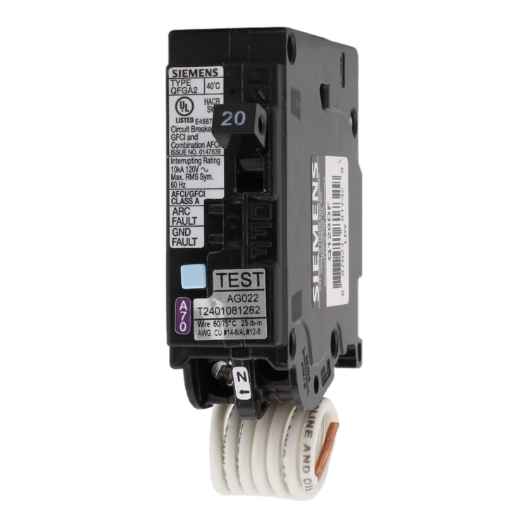 Siemens Q120DF 20 Amp 1-Pole Dual Function AFCI/GFCI Circuit Breaker, 120V