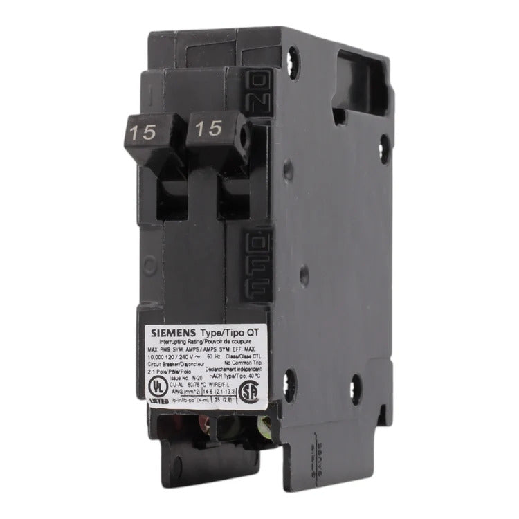Siemens Q1515 15 Amp, Single Pole 120V Tandem Circuit Breaker