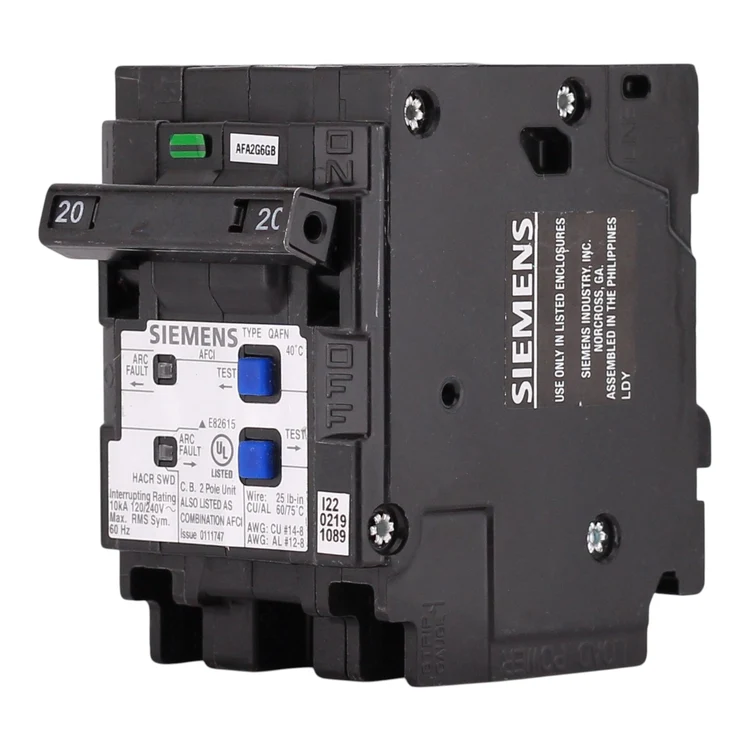 Siemens Q220AFCN 20 Amp 2-Pole AFCI Circuit Breaker, 120/240V