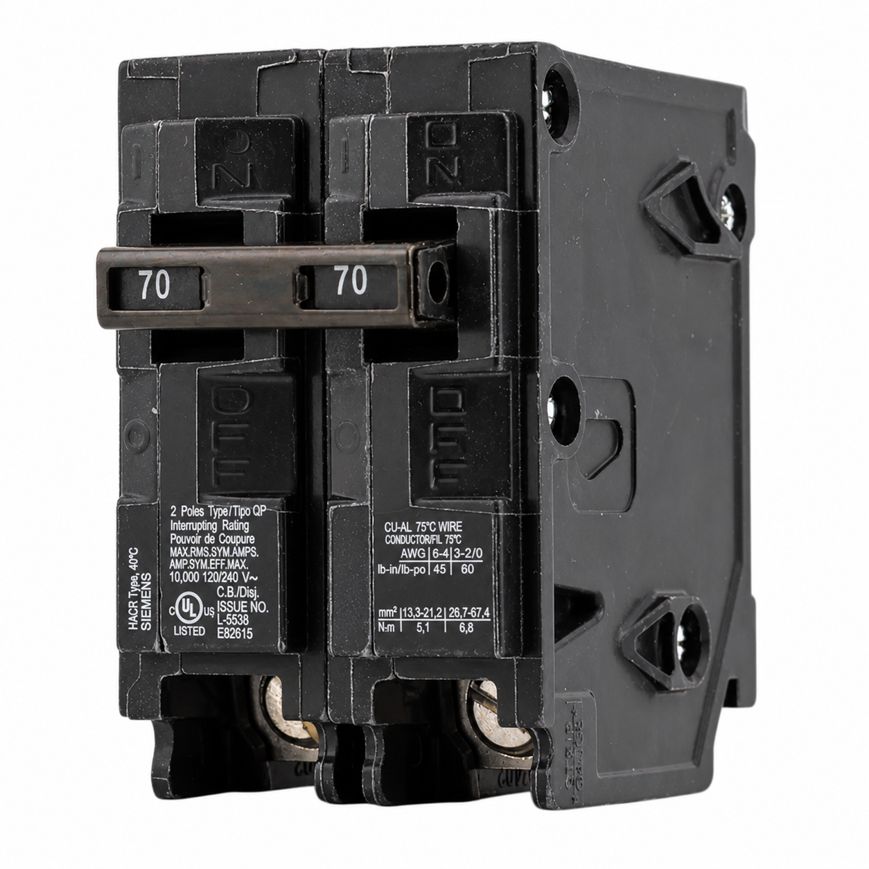 Siemens Q270 70 Amp, 120/240V 2-Pole Thermal Magnetic Circuit Breaker