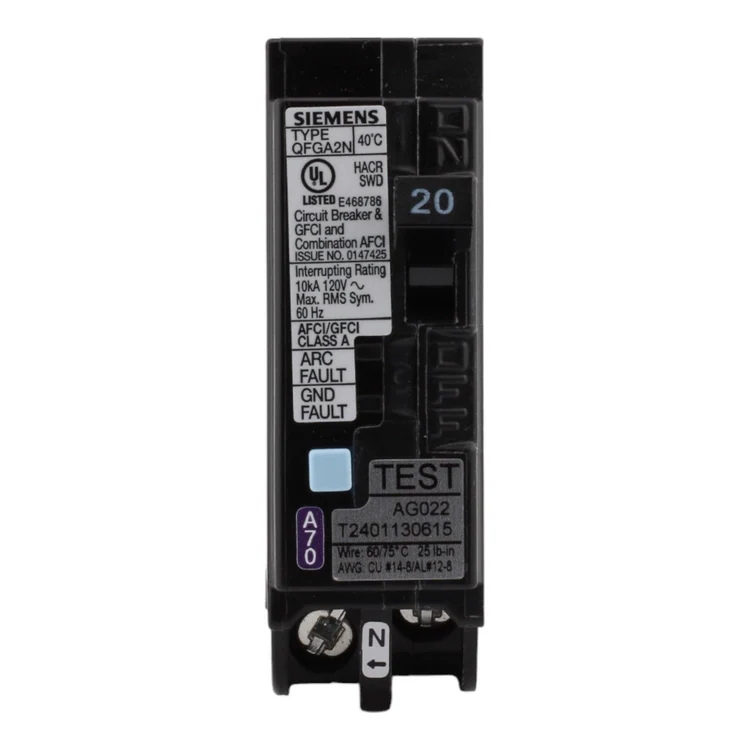 Siemens Q120DFN 20 Amp 1-Pole AFCI/GFCI Circuit Breaker, 120V
