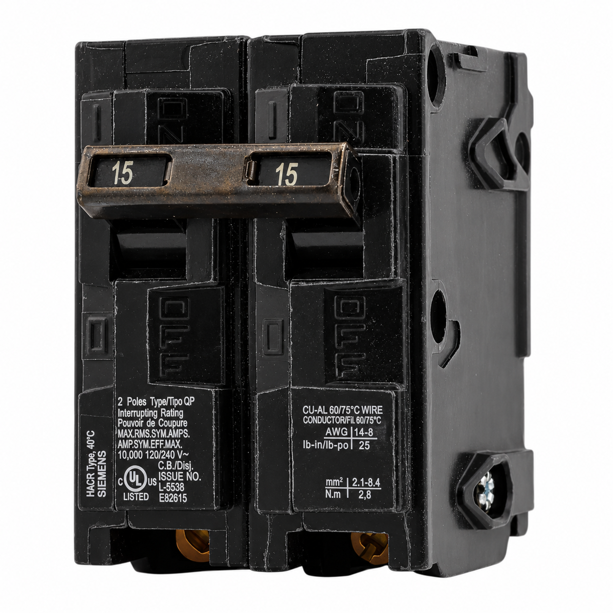 Siemens Q215 15 Amp, 120/240 Volt Double Pole Circuit Breaker