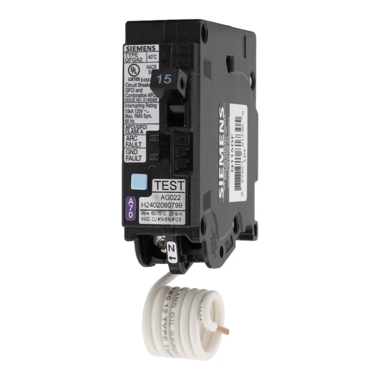 Siemens Q115DF 15 Amp 1-Pole Dual Function AFCI/GFCI Circuit Breaker, 120V