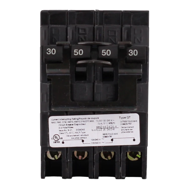 Siemens Q23050CT2 30A/50A Quadplex Circuit Breaker, 120/240V