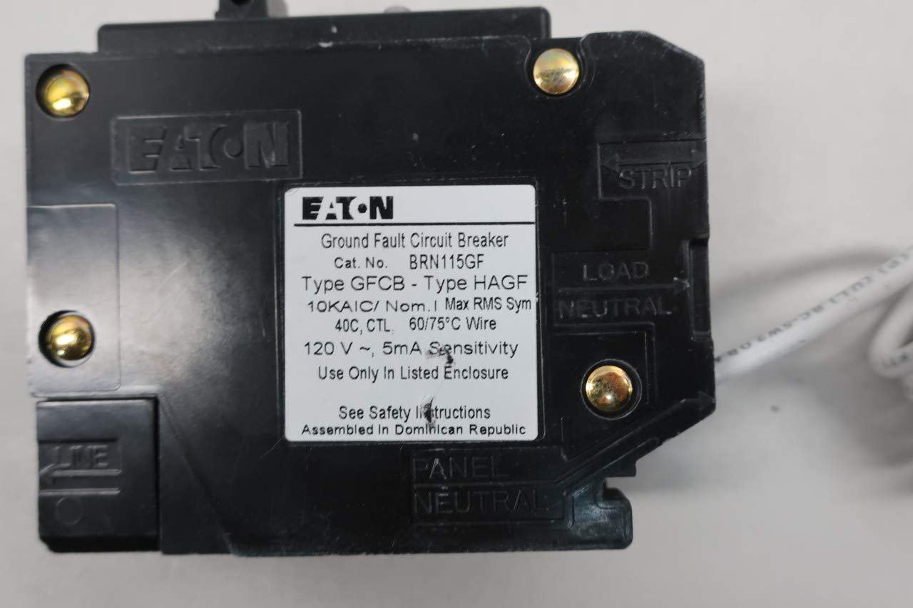 Cutler-Hammer BRN115GF 15A 1 Pole 120V – AC - GFCI Circuit Breaker | Eaton BR Series Panel Mount Ground Fault Protection Breaker for Residential & Commercial Electrical Safety