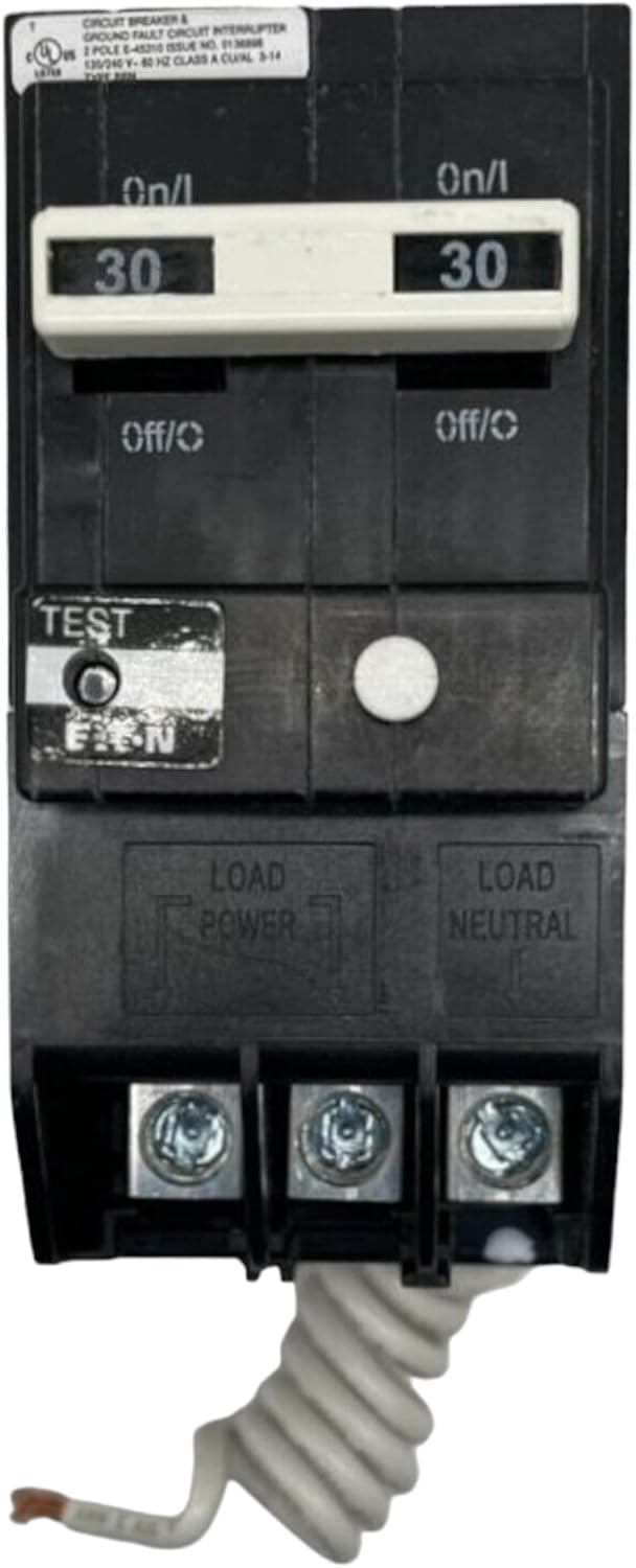 Eaton BRN230GF Breaker 30 Amp 2-Pole GFCI Circuit Breaker – Ground Fault Protection for Residential & Light Commercial BR Load Centers