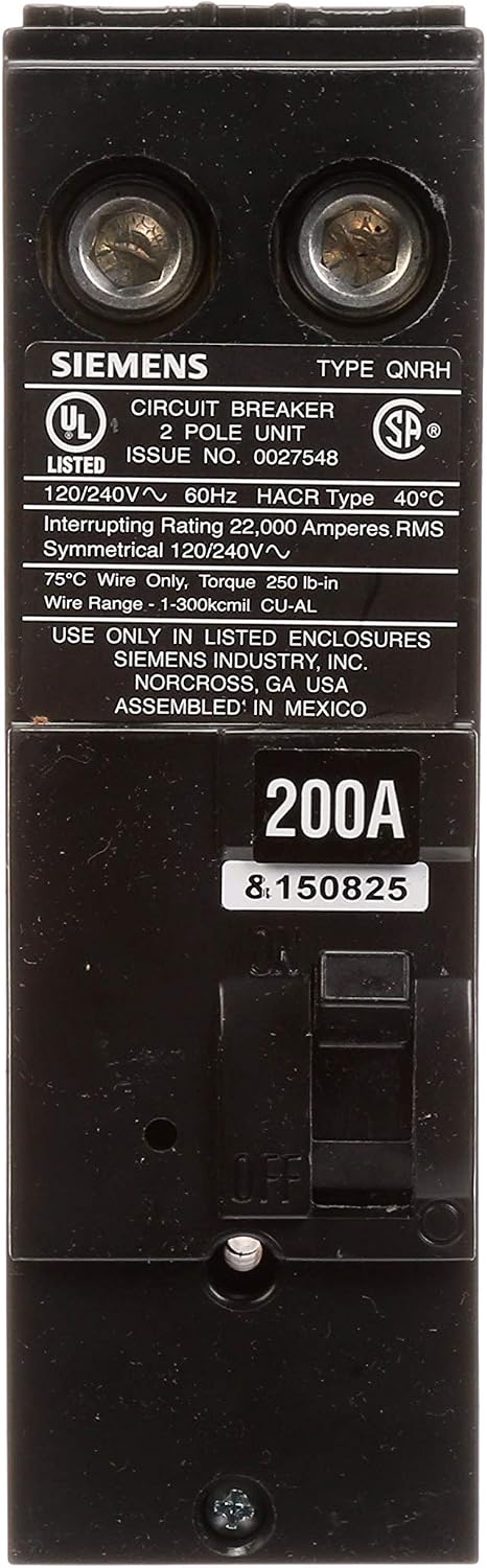 Siemens QN2200RH 200-Amp 2-Pole 120/240V Plug-On Circuit Breaker
