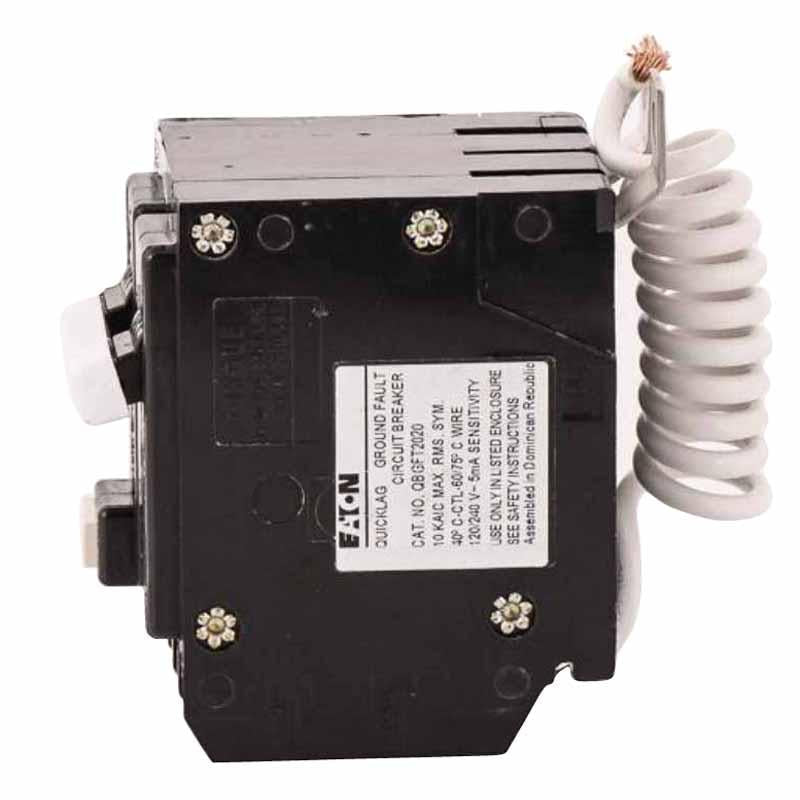 Eaton Breaker - QBGFT2020 20 Amp 2-Pole GFCI Circuit Breaker – Ground Fault Protection for Bathrooms, Kitchens, Garages & Outdoor Circuits