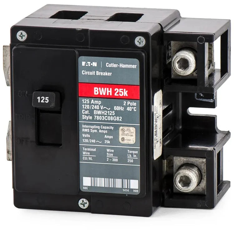 Eaton Breaker - BWH2125 125 Amp 2-Pole Circuit Breaker – Overload & Short Circuit Protection for Residential, Commercial & BR Load Center Systems